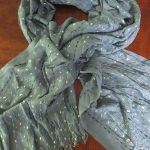 Max Edition Crinkly Scarf Made in India Moss Green with little dots